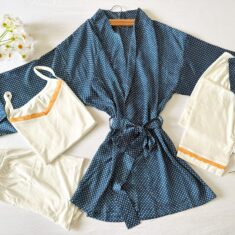 Parure 4 Pièces  Blanc et Bleu