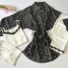 Parure 4 Pièces Noir Moucheté