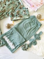 Parure Velours & Coton 4 pièces & 2 Accessoires Vert – Image 2