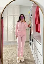 Pyjama Polaire Rose Bébé Pointillé