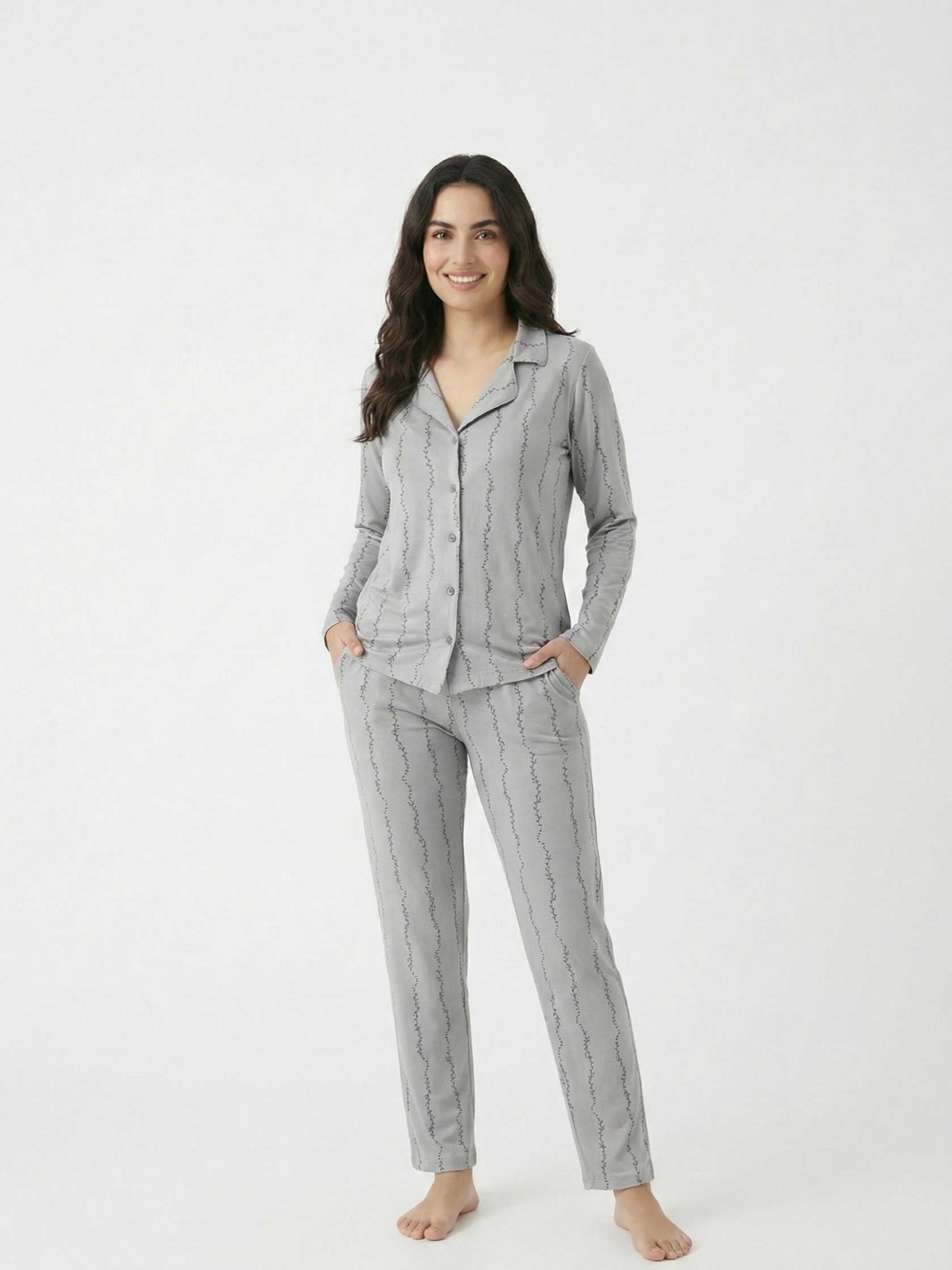 1765725557373 Pyjama Chemise Coton Gris En Gris Foncé – Image 1