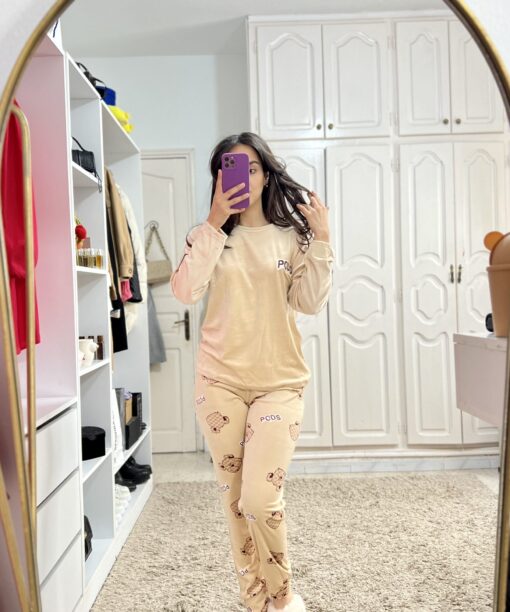 Pyjama Velours Beige "Pods"