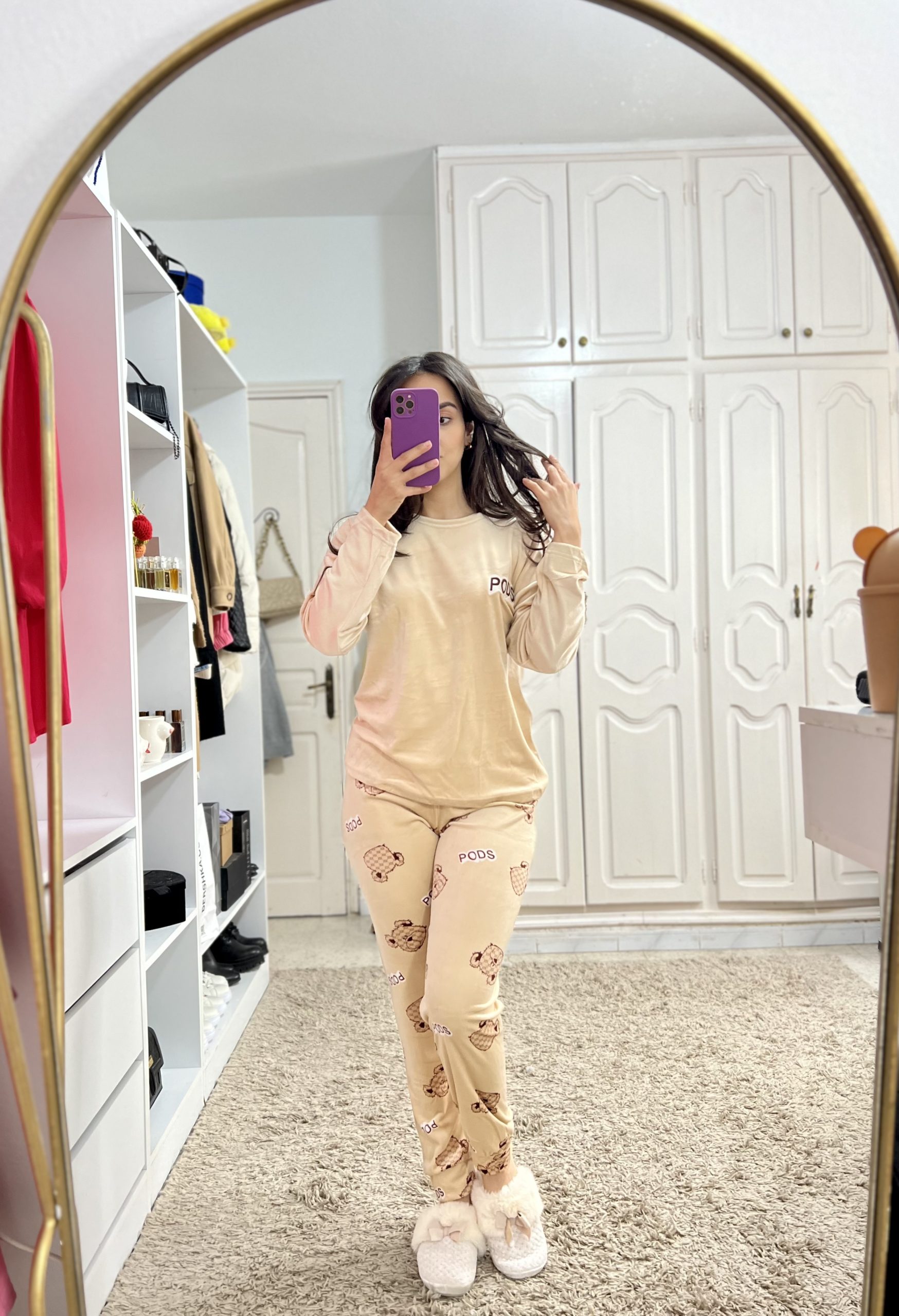 image00001 Pyjama Velours Beige "Pods" – Image 1