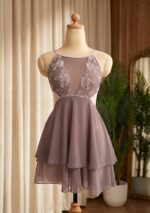 Nuisette et String Taupe en Dentelle – Image 2