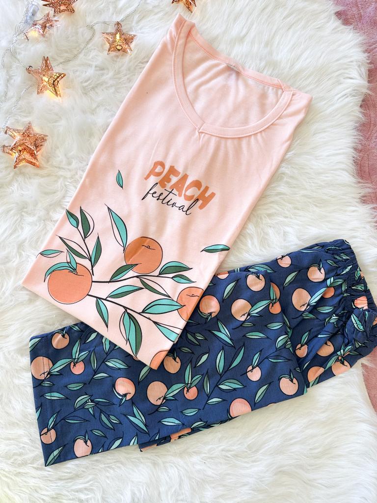 IMG-20240317-WA0065 Pyjama Coton Bleu "Peach Festival" – Image 1