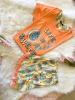 Pyjama Short Coton Orangé "Life is Sweet"