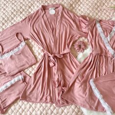 Parure Coton Viscose Rose Nude 5 pièces & 2 Accessoires