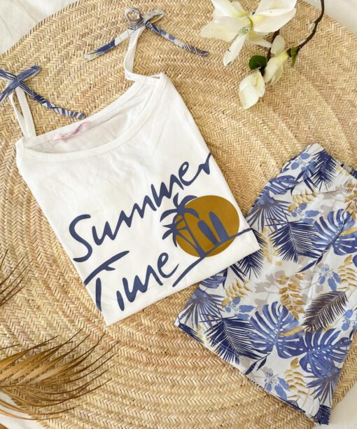 Pyjama Short Coton Bleu Summer Time