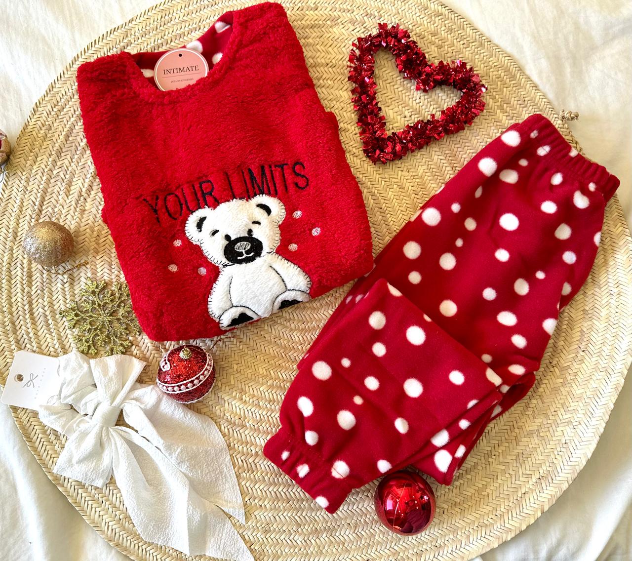 IMG-20241006-WA0046 Pyjama Polaire Fillette Rouge Nounours – Image 1