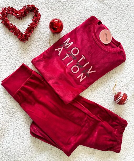 Pyjama Velours Rouge "Motivation"
