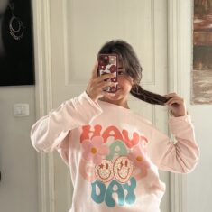 Hoodie en Molleton Rose Bébé "Have a Nice Day"