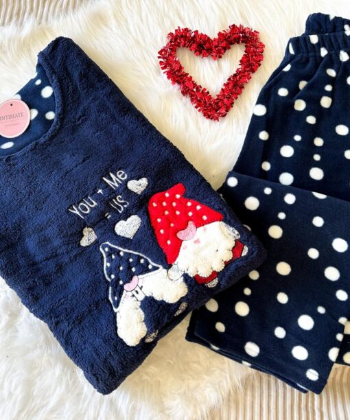 Pyjama Polaire Bleu "You + Me = Us"