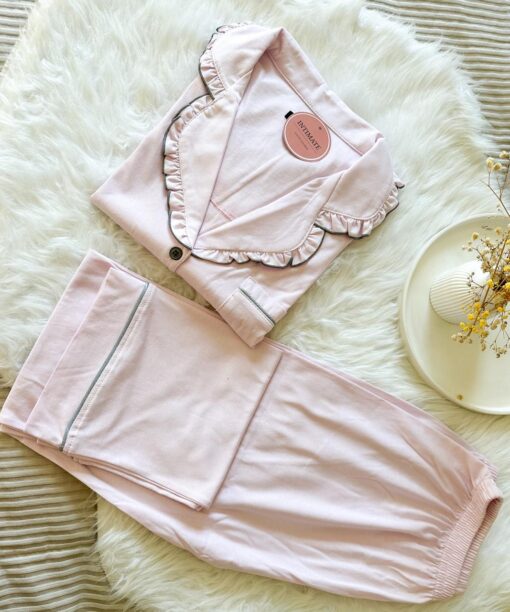 Pyjama Chemise Coton Rose