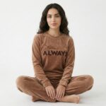 Pyjama Velours Camel "Je t'aime Always"