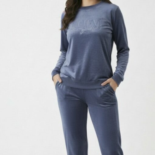 Pyjama Velours Bleu "Believe In Yourself "