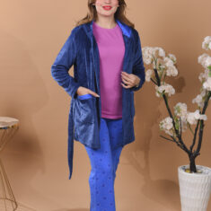 Pyjama 3 Pièces Polaire & Coton Bleu & Violete