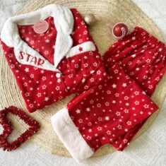 Pyjama Chemise Polaire Rouge Star