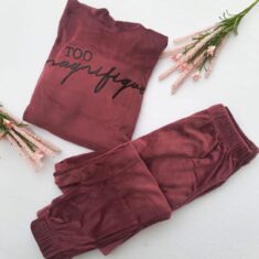 Pyjama Velours Capuche Rouge Rouille "TOO MAGNIFIQUE"