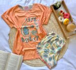 Pyjama Short Coton Orangé "Life is Sweet" – Image 2