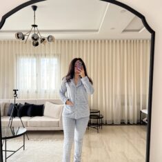 Pyjama Chemise Polaire Bleu Gris