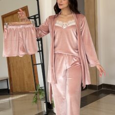 Parure Velours Rose 5 Pièces & 2 Accessoires