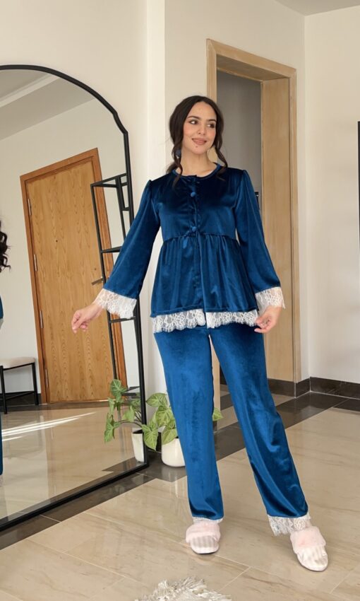 Parure Velours Bleu 5 Pièces & 2 Accessoires – Image 2