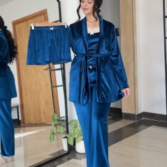 Parure Velours Bleu 5 Pièces & 2 Accessoires