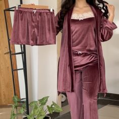 Parure Velours Violet 5 Pièces & 2 Accessoires