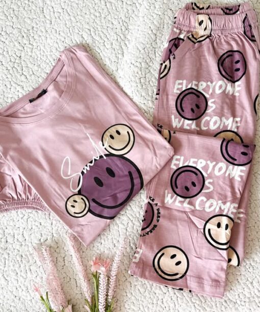 Pyjama Coton Viscose Rose "Smile"