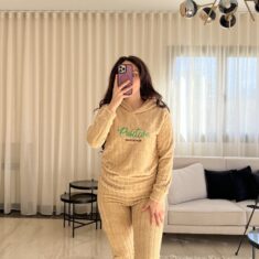 Pyjama Capuche Polaire Beige "Positive"