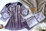 Pyjama Velours Lilas & Dentelle Noire – Image 2