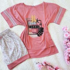 Pyjama Short Demi Manches Coton Rose