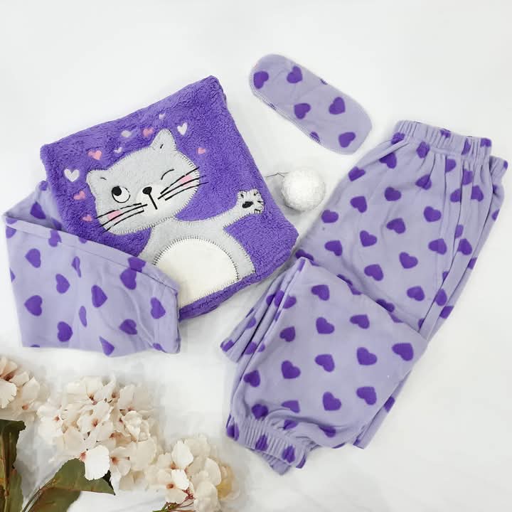IMG-20250205-WA0060 Pyjama Polaire Violet Cat – Image 1