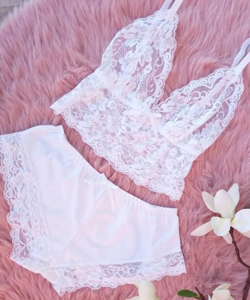 Bustier et Short en Dentelle Blanc