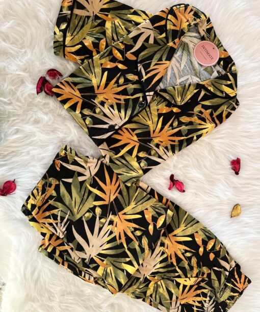 Pyjama Chemise Coton  Imprimé Fleuri
