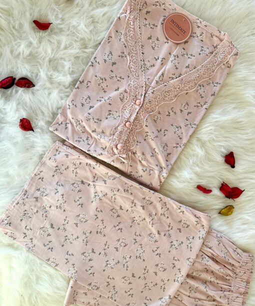 Pyjama Coton Rose Fleuri