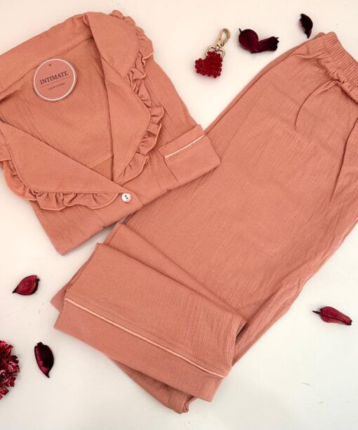 Pyjama Chemise Coton Corail