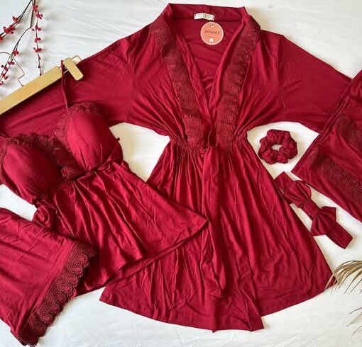 Parure Coton Rouge 4 pièces & 2 Accessoires