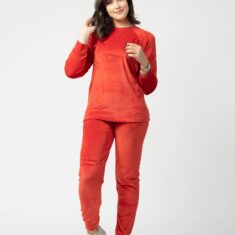 Pyjama Jogging Velours Rouge