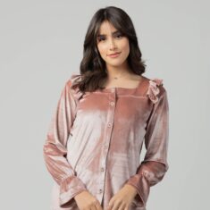 Pyjama Chemise Velours Rose