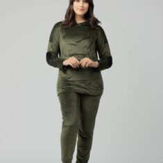 Pyjama Jogging Capuche Velours Vert