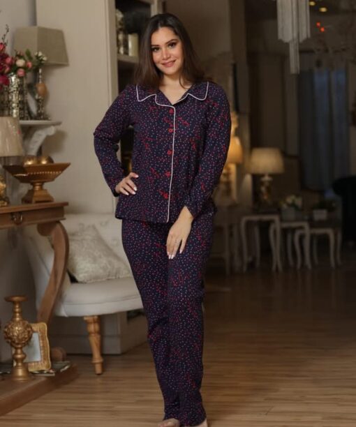 Pyjama Chemise Coton Violet
