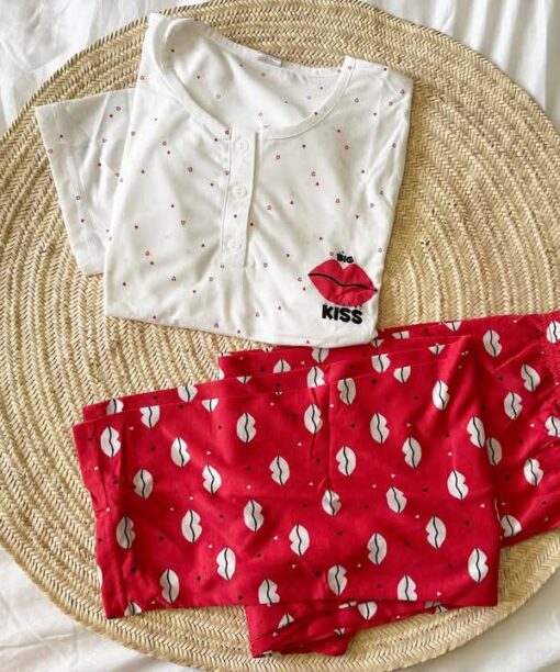 Pyjama Coton Rouge "Big Kiss"