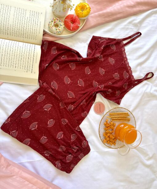 Pyjama Short Coton Rouge