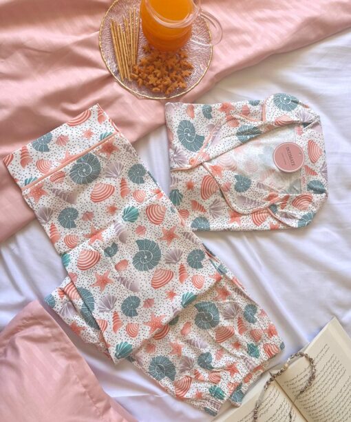 Pyjama Chemise Coton Blanc Océan