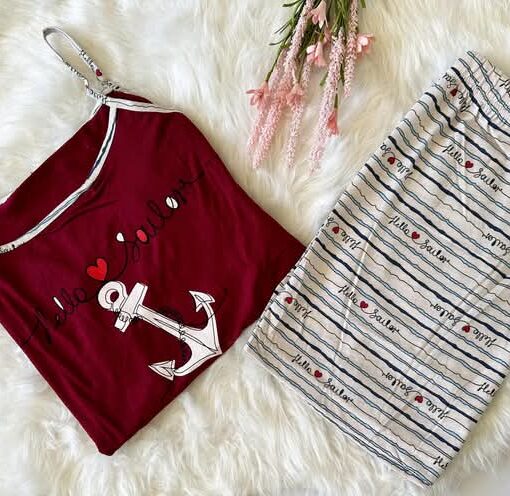 Pyjama Short Coton Rouge