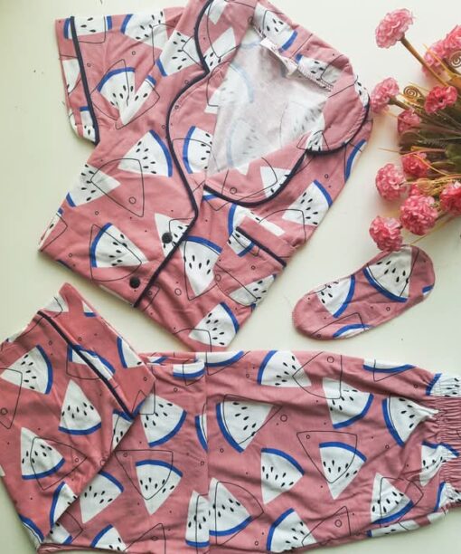 Pyjama Chemise Coton Rose