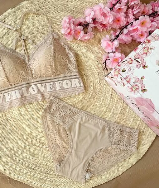 Bustier et Slip Dentelle Beige
