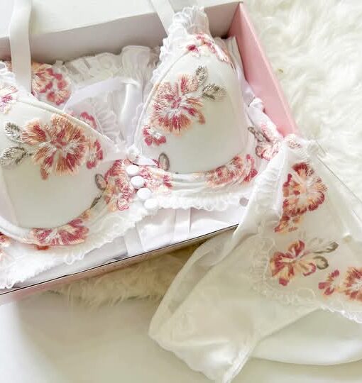 Soutien De Gorge & Culotte en Blanc Fleuri