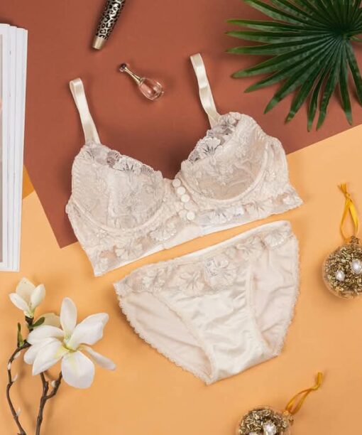 Soutien De Gorge & Culotte en Blanc Sucré